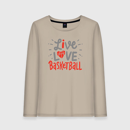 Женский лонгслив Жизнь любовь баскетбол / Миндальный – фото 1