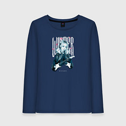 Лонгслив хлопковый женский Winter aespa idols, цвет: тёмно-синий