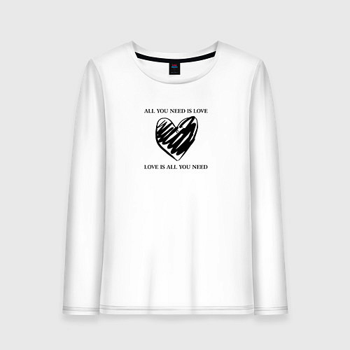Женский лонгслив Любовь это все / Белый – фото 1