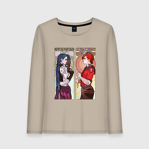Женский лонгслив Ви и Джинкс - Аркейн / Миндальный – фото 1