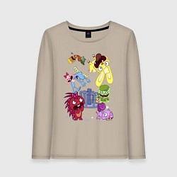 Лонгслив хлопковый женский Happy three friends - carousel, цвет: миндальный