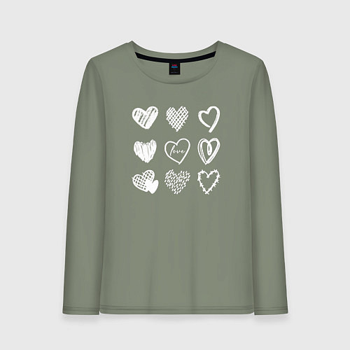 Женский лонгслив Hearts love hand draw / Авокадо – фото 1