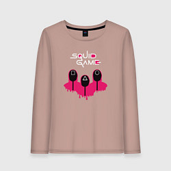 Лонгслив хлопковый женский Squid game soldiers, цвет: пыльно-розовый