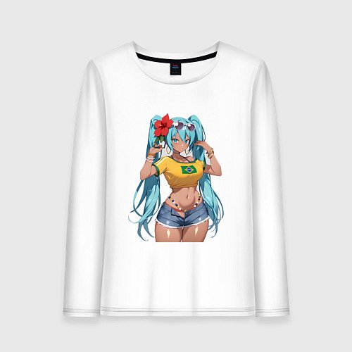 Женский лонгслив Miku Hatsune с цветком / Белый – фото 1