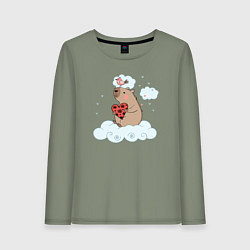 Женский лонгслив Капибара с сердцем