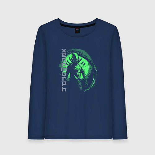 Женский лонгслив Ксеноморф в футболке / Тёмно-синий – фото 1