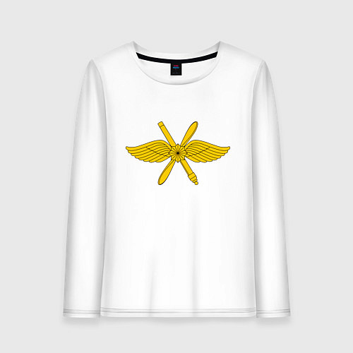 Женский лонгслив Воздушно-космические силы: эмблема / Белый – фото 1