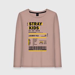 Лонгслив хлопковый женский Stray kids ticket, цвет: пыльно-розовый