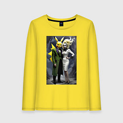 Лонгслив хлопковый женский Ведьма жена Пикачу - нейроарт фантазия, цвет: желтый