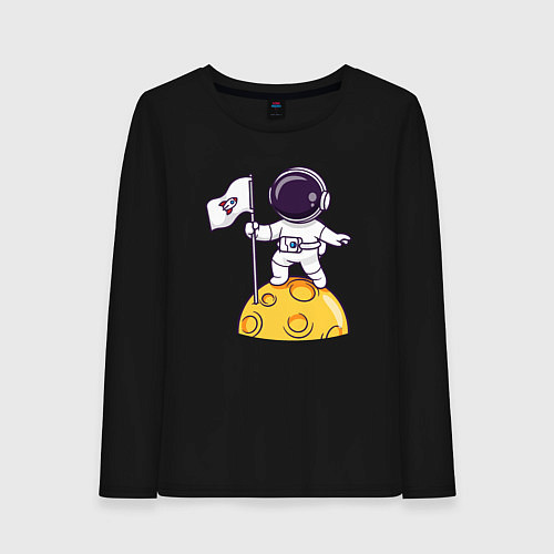 Женский лонгслив Астронавт прибыл на луну / Черный – фото 1