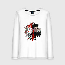 Лонгслив хлопковый женский Дандадан: Окарун, цвет: белый