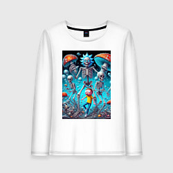 Лонгслив хлопковый женский Skeleton Rick and Morty - ai art fantasy, цвет: белый