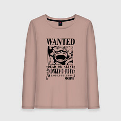 Лонгслив хлопковый женский Луффи - розыск, цвет: пыльно-розовый