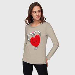 Лонгслив хлопковый женский Love hands, цвет: миндальный — фото 2