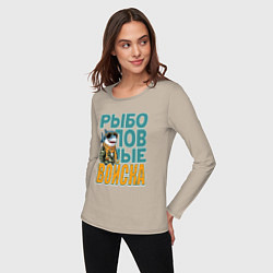 Лонгслив хлопковый женский Акула в военной форме, цвет: миндальный — фото 2