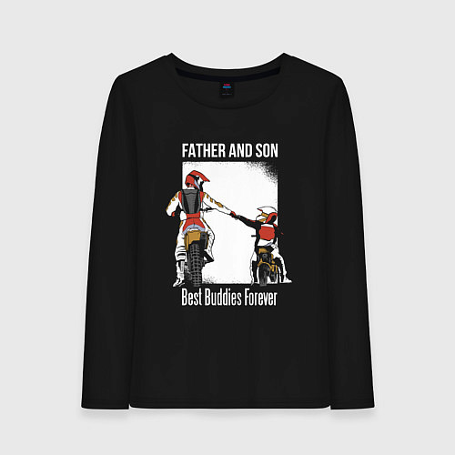 Женский лонгслив Папа и сын / Черный – фото 1