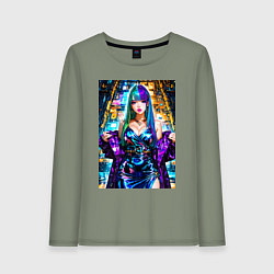 Лонгслив хлопковый женский Девушка поп идол, цвет: авокадо