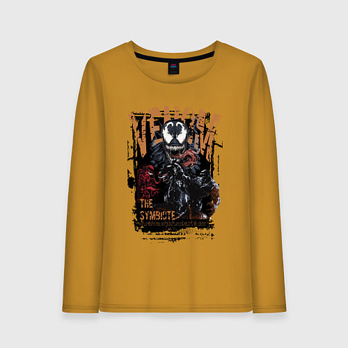 Женский лонгслив Веном черный симбиот / Горчичный – фото 1