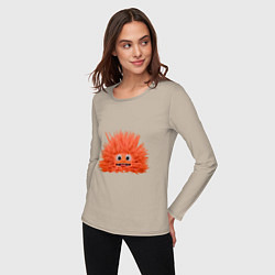 Лонгслив хлопковый женский Fluffy monster orange, цвет: миндальный — фото 2