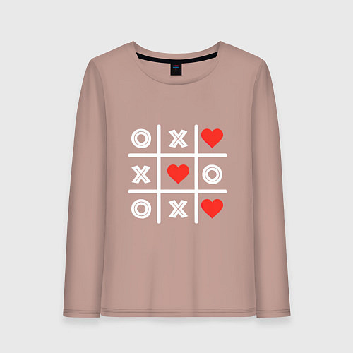Женский лонгслив Крестики нолики / Пыльно-розовый – фото 1