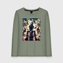 Лонгслив хлопковый женский Rolling Stones - Mick Jagger, цвет: авокадо
