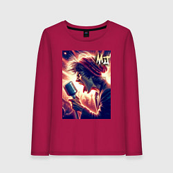 Лонгслив хлопковый женский Mick Jagger is vocalist of the Rolling Stones, цвет: маджента