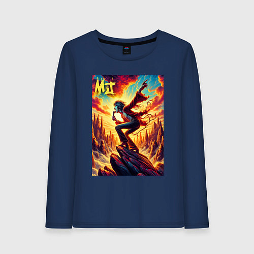 Женский лонгслив Mick Jagger -mountain fantasy / Тёмно-синий – фото 1