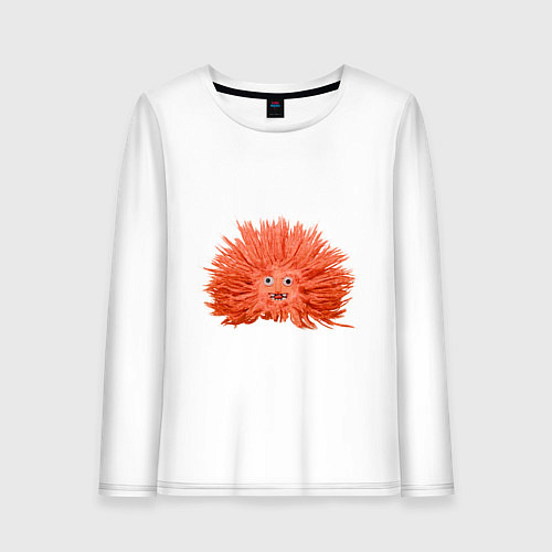 Женский лонгслив Сartoon monster fluffy orange / Белый – фото 1