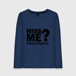 Лонгслив хлопковый женский Miss me? Moriarty, цвет: тёмно-синий