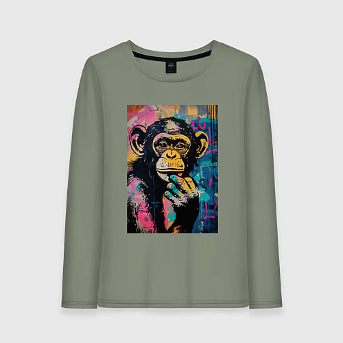 Женский лонгслив Cute monkey / Авокадо – фото 1