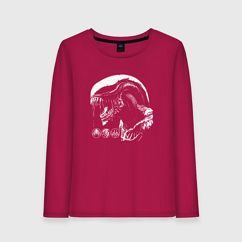 Женский лонгслив Ксеноморф с тремя значками / Маджента – фото 1