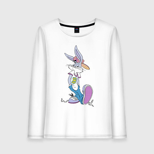 Женский лонгслив Bugs Bunny in the sneakers / Белый – фото 1