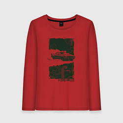 Лонгслив хлопковый женский Спорткар в гранж стиле, цвет: красный
