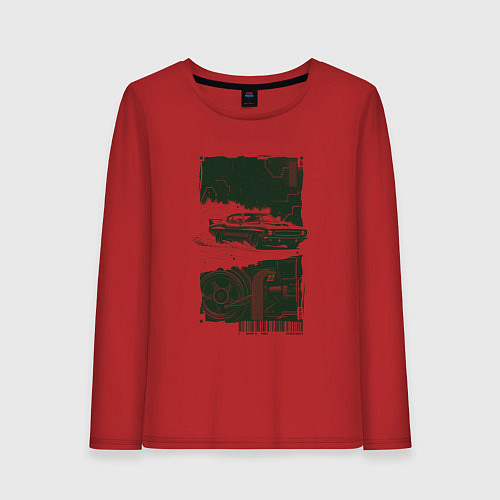 Женский лонгслив Спорткар в гранж стиле / Красный – фото 1