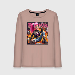 Лонгслив хлопковый женский Barbie singer - punks not dead, цвет: пыльно-розовый