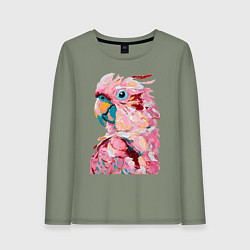 Лонгслив хлопковый женский Розовый попугай, цвет: авокадо