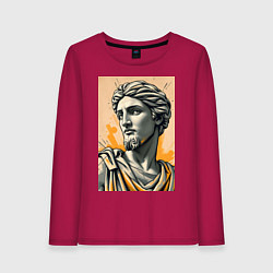 Лонгслив хлопковый женский Арт с античным портретом, цвет: маджента