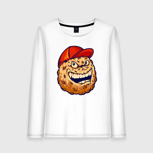 Женский лонгслив Печенье в кепке / Белый – фото 1