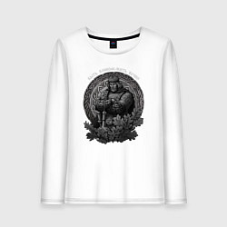 Лонгслив хлопковый женский Воин живёт вечно, цвет: белый