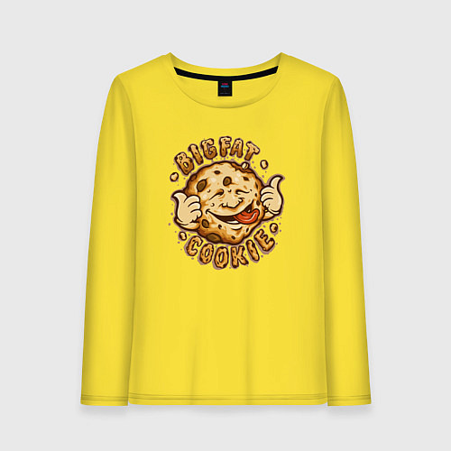 Женский лонгслив Жирное печенько / Желтый – фото 1