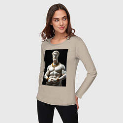 Лонгслив хлопковый женский Античный герой с цепочкой, цвет: миндальный — фото 2