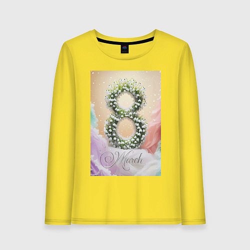 Женский лонгслив Ландыши на 8 марта / Желтый – фото 1