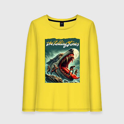 Женский лонгслив Rolling Stones - wolfs mouth / Желтый – фото 1