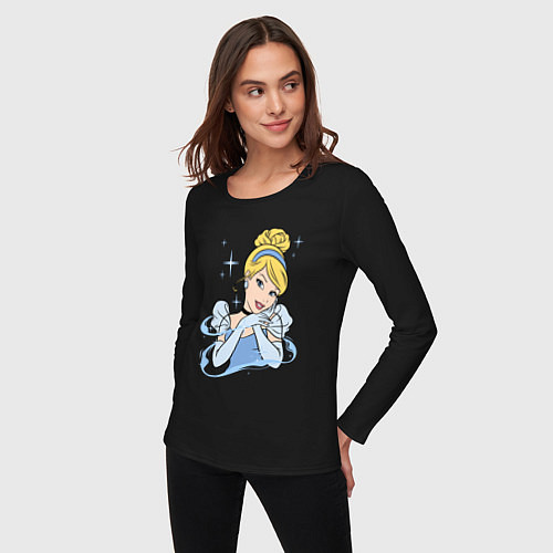 Женский лонгслив Золушка - big pictures / Черный – фото 3