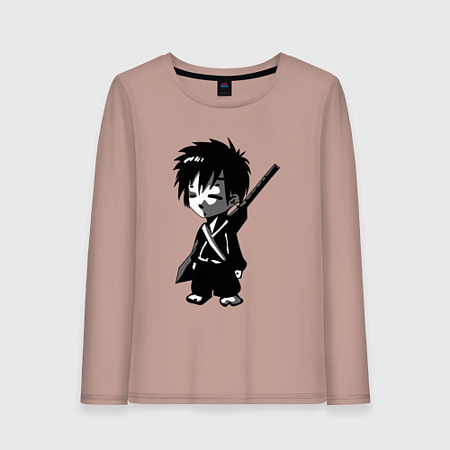 Женский лонгслив Маленький воин-самурай / Пыльно-розовый – фото 1