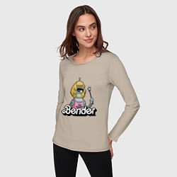 Лонгслив хлопковый женский Gender Bender, цвет: миндальный — фото 2