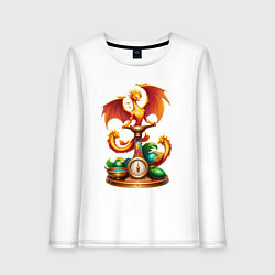 Лонгслив хлопковый женский Весы в тени дракона, цвет: белый