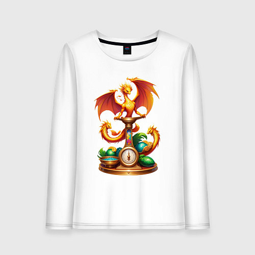 Женский лонгслив Весы в тени дракона / Белый – фото 1
