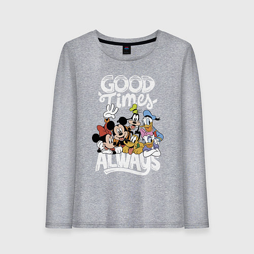 Женский лонгслив Дональд Дак и Микки Маус / Меланж – фото 1