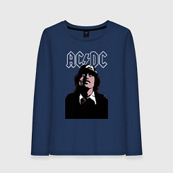 Лонгслив хлопковый женский AC DC Ангус Янг навсегда, цвет: тёмно-синий